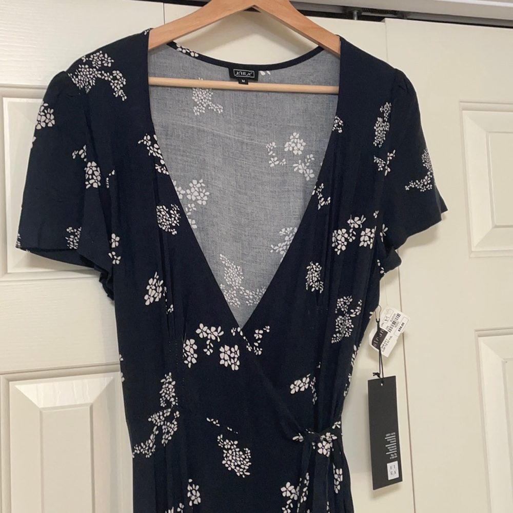 Dark floral wrap dress
